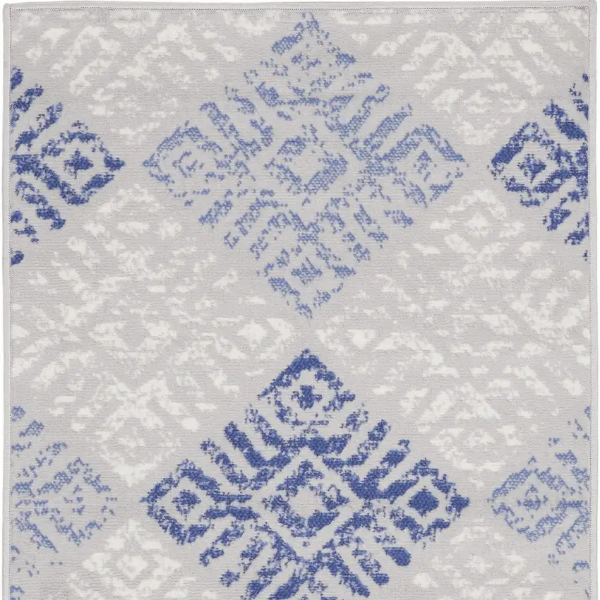 Beige Blue and Gray Geometric Area Rug Photo 7