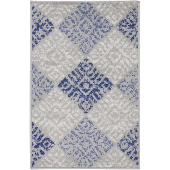 Beige Blue and Gray Geometric Area Rug Photo 8