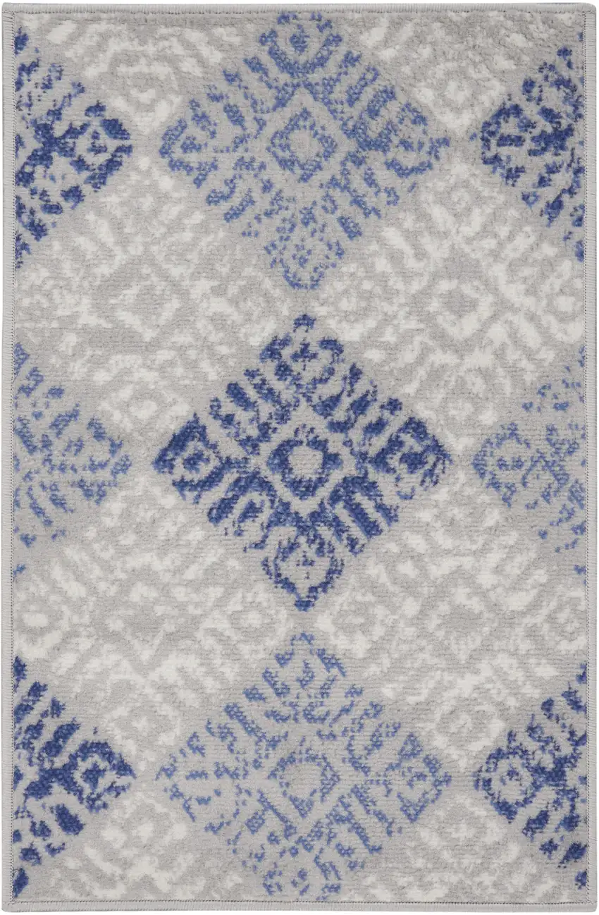 Beige Blue and Gray Geometric Area Rug Photo 8