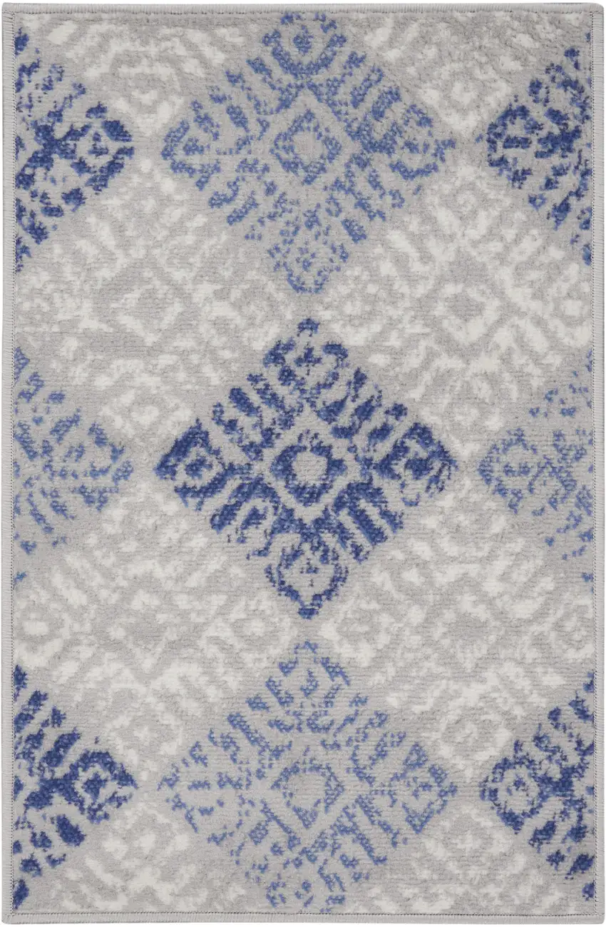 Beige Blue and Gray Geometric Area Rug Photo 2