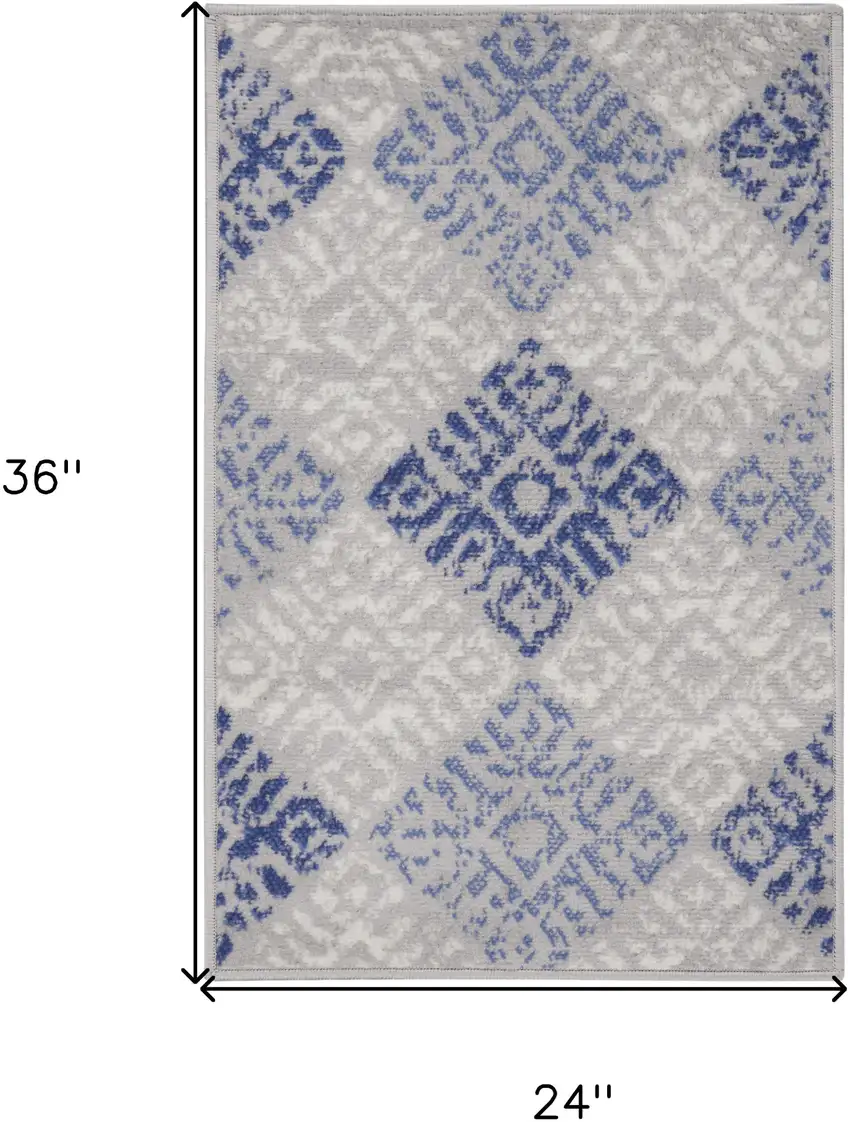 Beige Blue and Gray Geometric Area Rug Photo 3