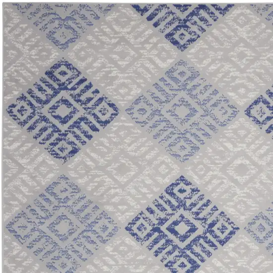 Beige Blue and Gray Geometric Distressed Non Skid Area Rug Photo 6