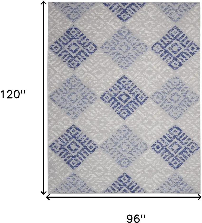 Beige Blue and Gray Geometric Distressed Non Skid Area Rug Photo 3