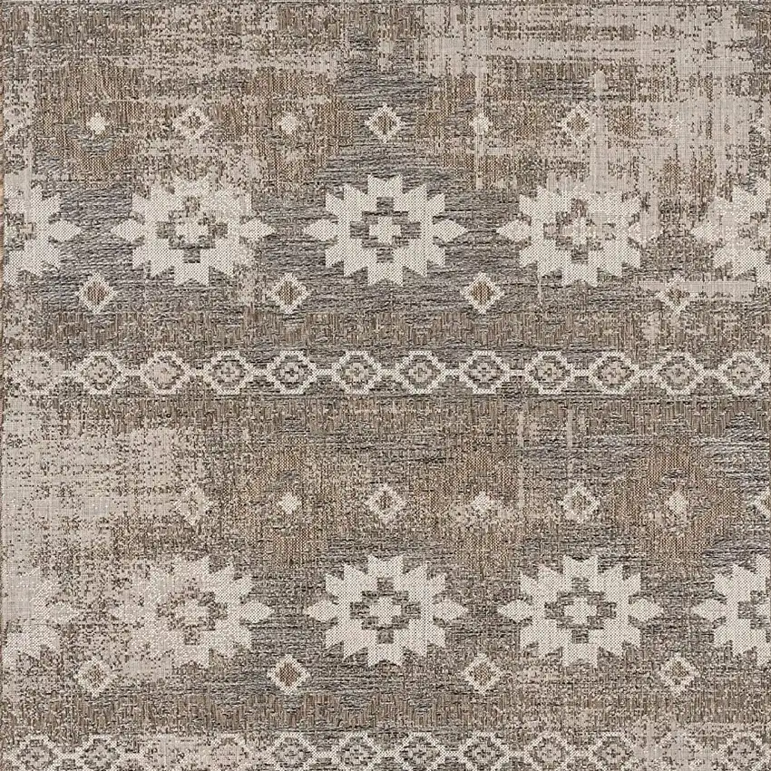 Gray and Ivory Ikat Area Rug Photo 6