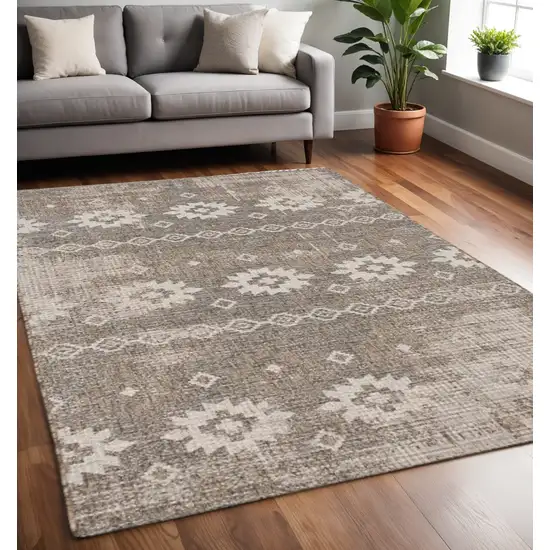 Gray and Ivory Ikat Area Rug Photo 2