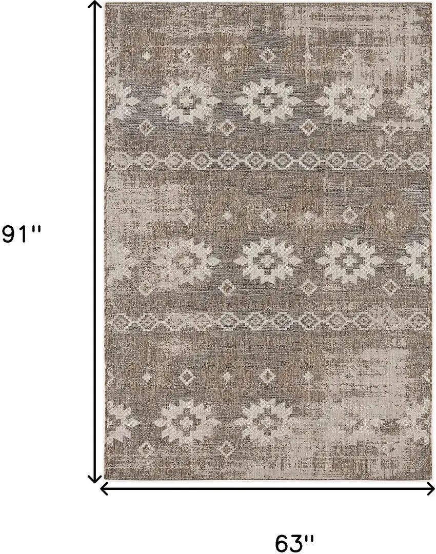 Gray and Ivory Ikat Area Rug Photo 3