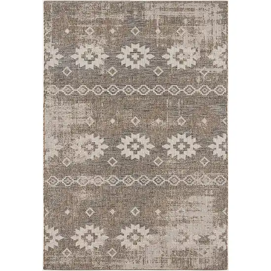 10' Gray And Ivory Ikat Runner Rug Photo 2