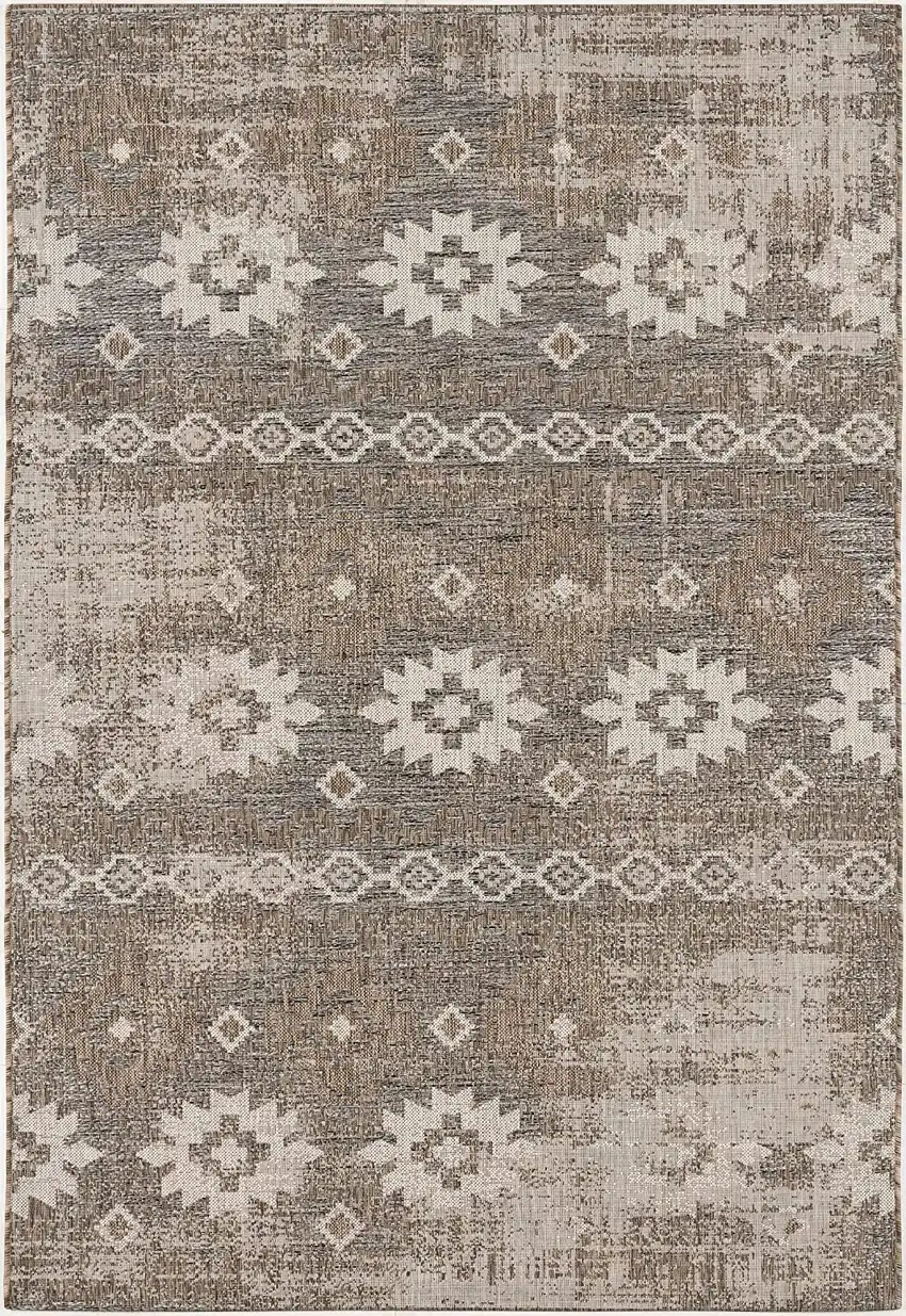 10' Gray And Ivory Ikat Runner Rug Photo 2