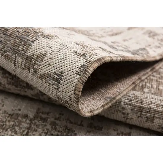 10' Gray And Ivory Ikat Runner Rug Photo 5