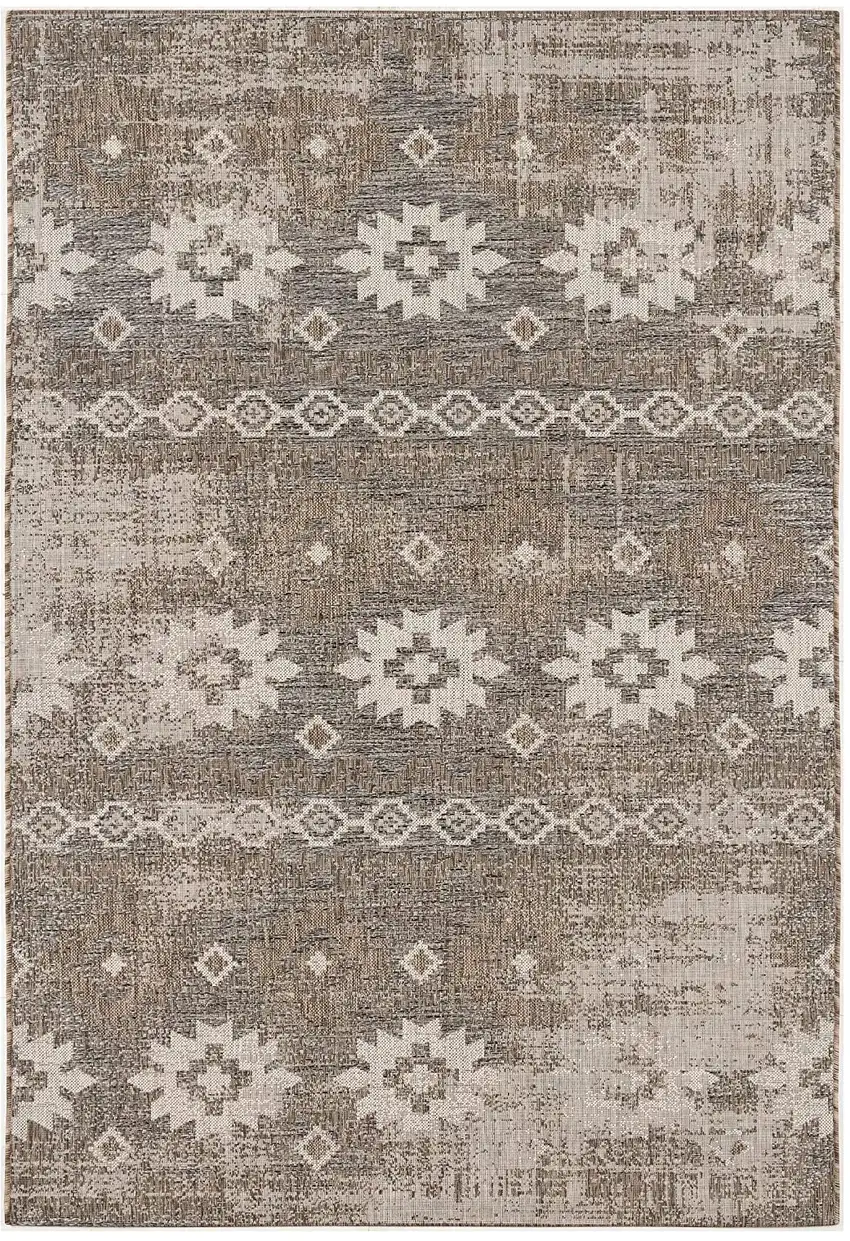 Gray and Ivory Ikat Runner Rug Photo 2