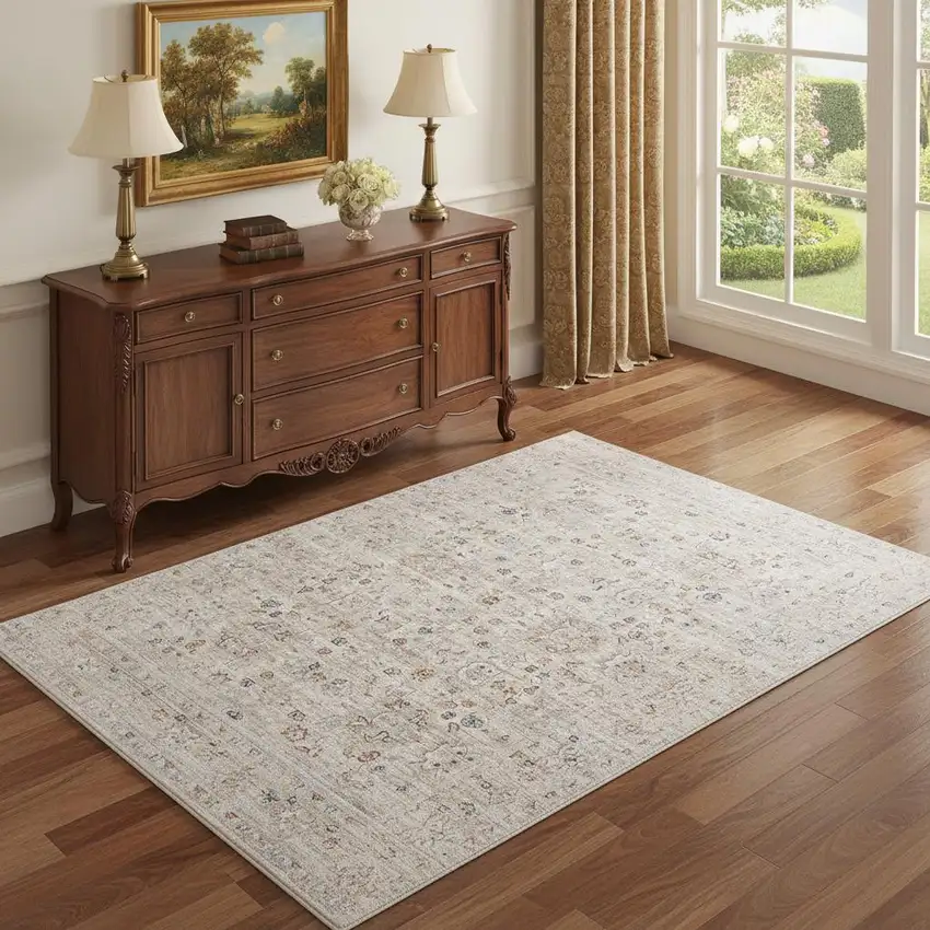 Beige Botanical Area Rug Photo 1