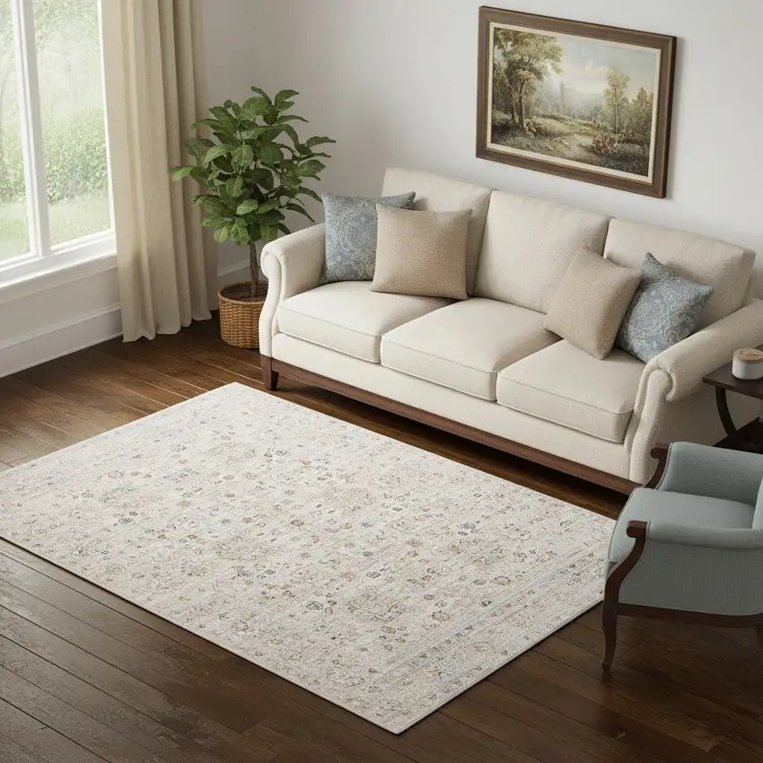 Beige Botanical Area Rug Photo 1