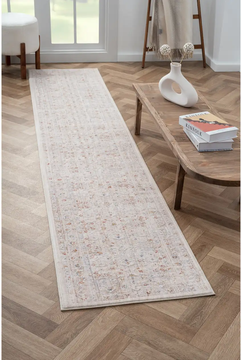 Beige Botanical Runner Rug Photo 7
