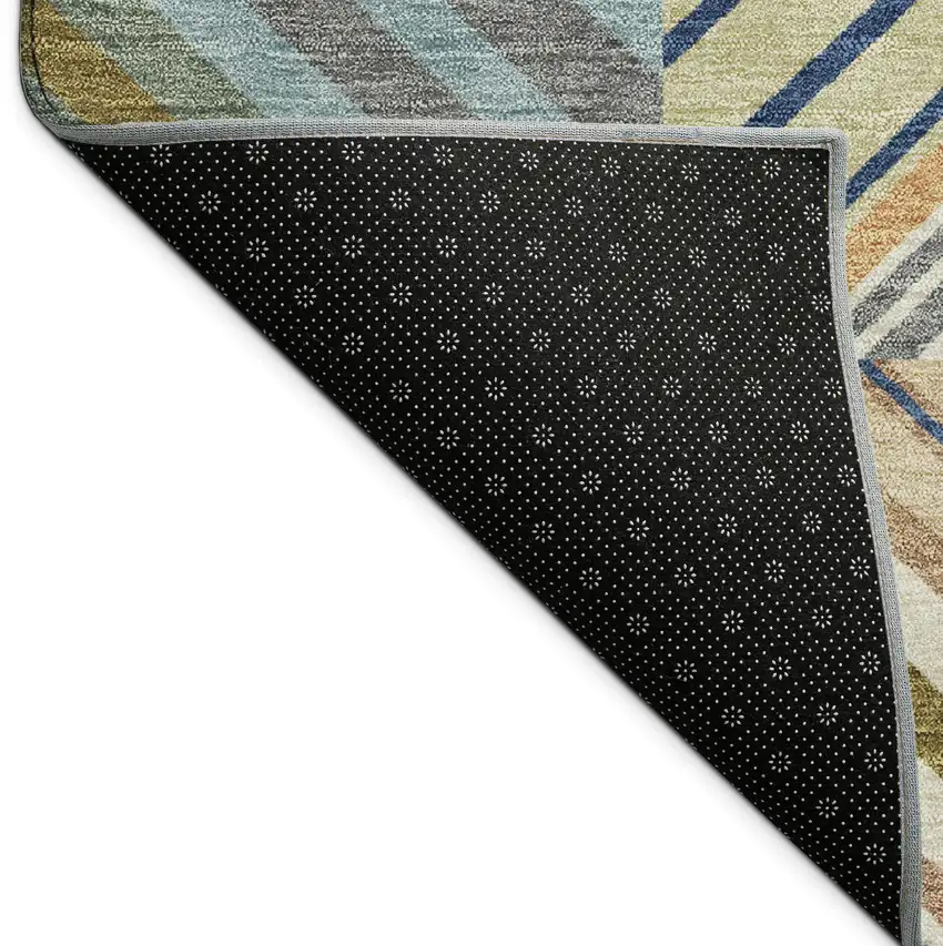 Beige Brown And Blue Patchwork Washable Indoor Outdoor Area Rug Photo 8