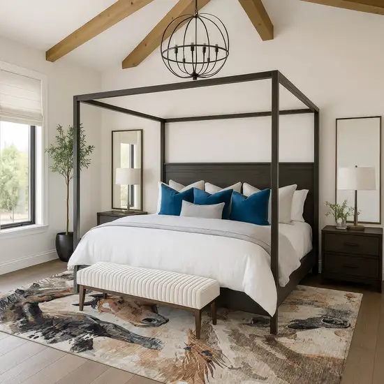 Beige Brown And Charcoal Animal Print Washable Area Rug With UV Protection Photo 3