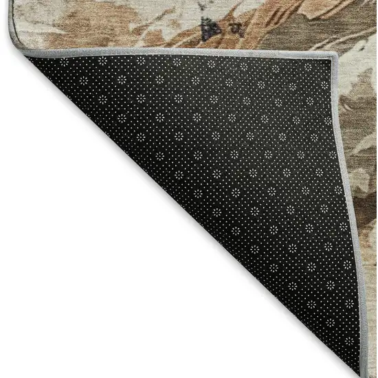 Beige Brown And Charcoal Animal Print Washable Area Rug With UV Protection Photo 5