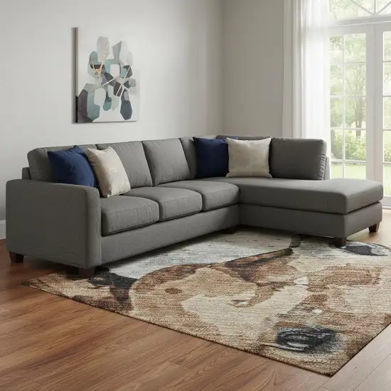 Beige Brown And Charcoal Animal Print Washable Area Rug With UV Protection Photo 2