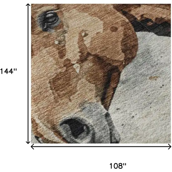 Beige Brown And Charcoal Animal Print Washable Area Rug With UV Protection Photo 8