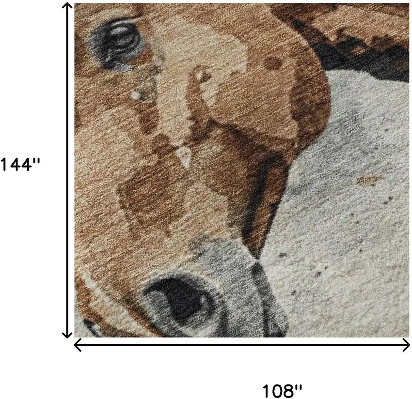 Beige Brown And Charcoal Animal Print Washable Area Rug With UV Protection Photo 8