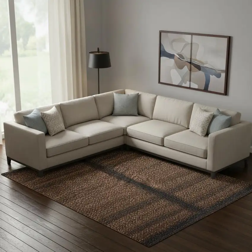 Beige Brown And Charcoal Animal Print Washable Area Rug With UV Protection Photo 2