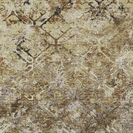Beige Brown And Copper Geometric Washable Indoor Outdoor Area Rug Photo 5