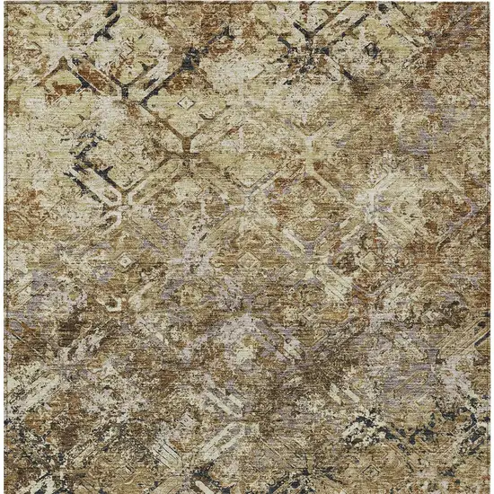 Beige Brown And Copper Geometric Washable Indoor Outdoor Area Rug Photo 5