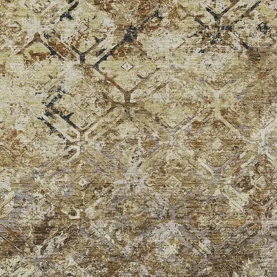 Beige Brown And Copper Geometric Washable Indoor Outdoor Area Rug Photo 4