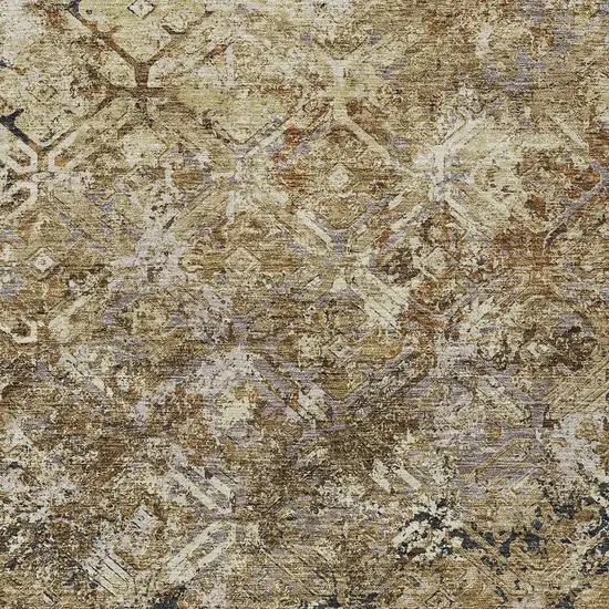 Beige Brown And Copper Geometric Washable Indoor Outdoor Area Rug Photo 4