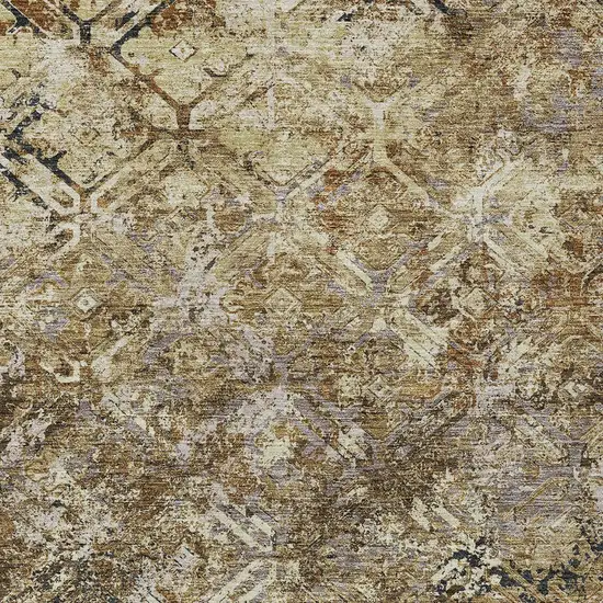 Beige Brown And Copper Geometric Washable Indoor Outdoor Area Rug Photo 4