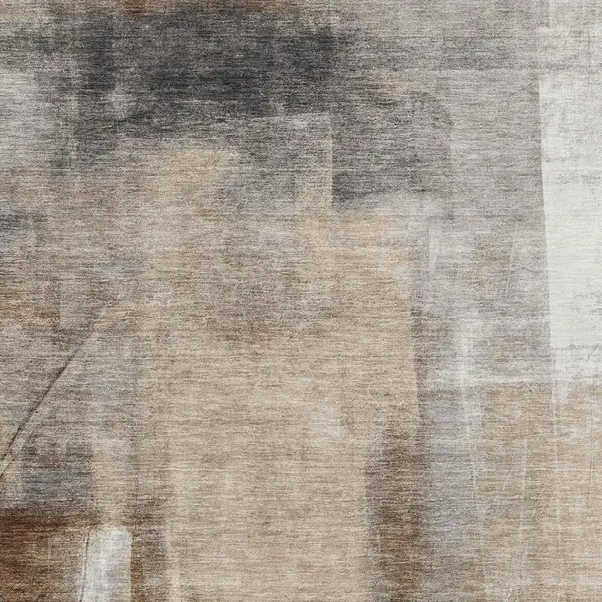 Beige Brown And Gray Abstract Washable Area Rug With UV Protection Photo 3