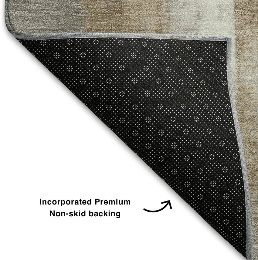 Beige Brown And Gray Abstract Washable Area Rug With UV Protection Photo 6