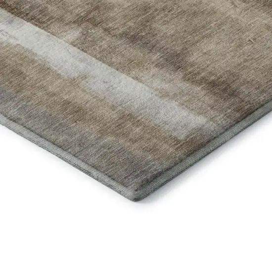 Beige Brown And Gray Abstract Washable Area Rug With UV Protection Photo 7