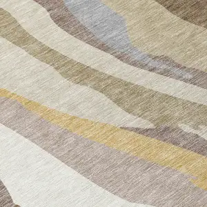 Photo of Beige Brown And Gray Abstract Washable Indoor Outdoor Area Rug