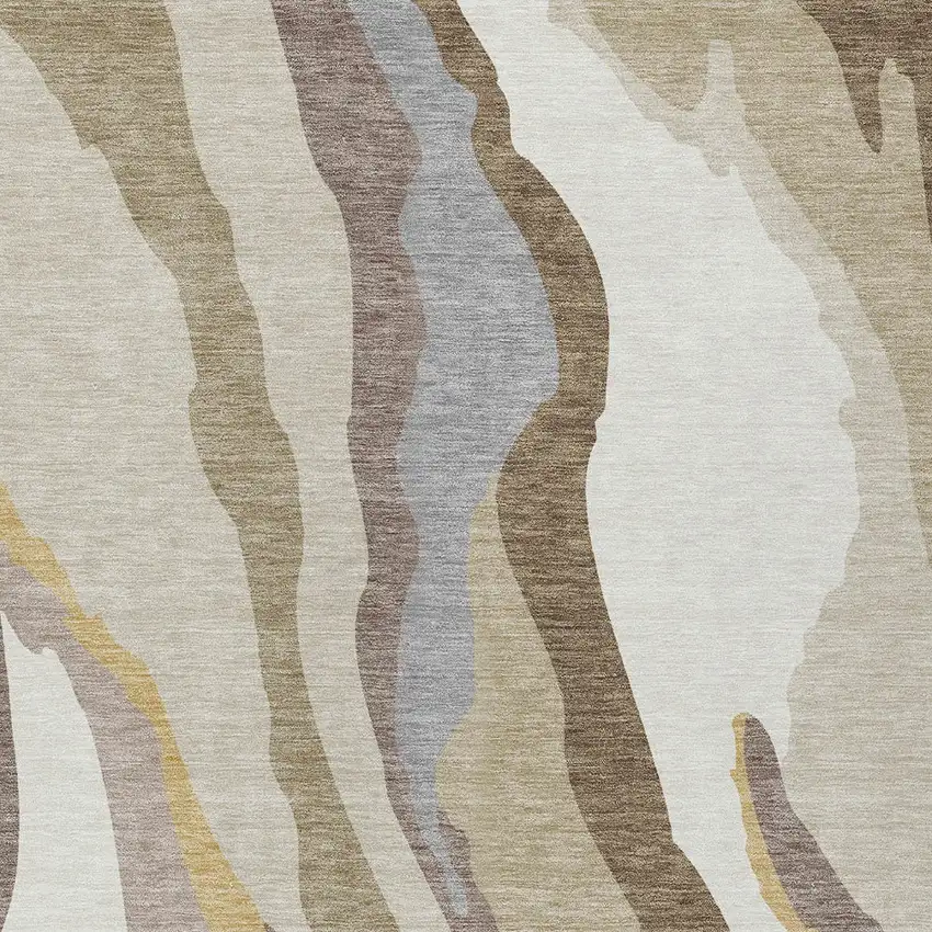 Beige Brown And Gray Abstract Washable Indoor Outdoor Area Rug Photo 5