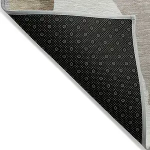 Photo of Beige Brown And Gray Abstract Washable Indoor Outdoor Area Rug