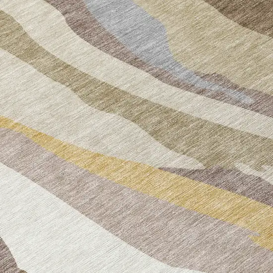 Beige Brown And Gray Abstract Washable Indoor Outdoor Area Rug Photo 6