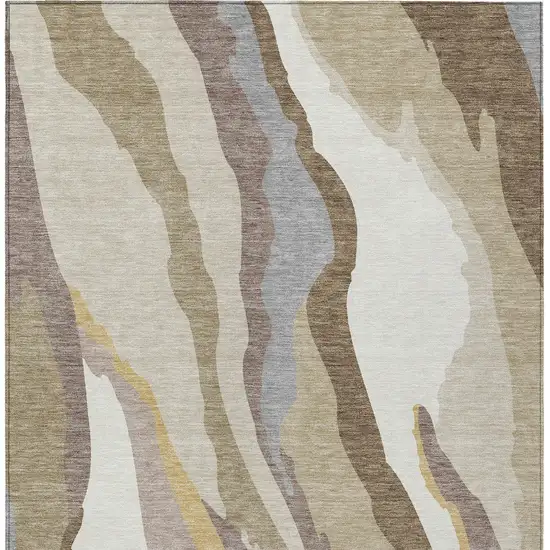 Beige Brown And Gray Abstract Washable Indoor Outdoor Area Rug Photo 7