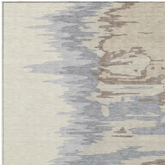 Beige Brown And Gray Abstract Washable Indoor Outdoor Area Rug Photo 5