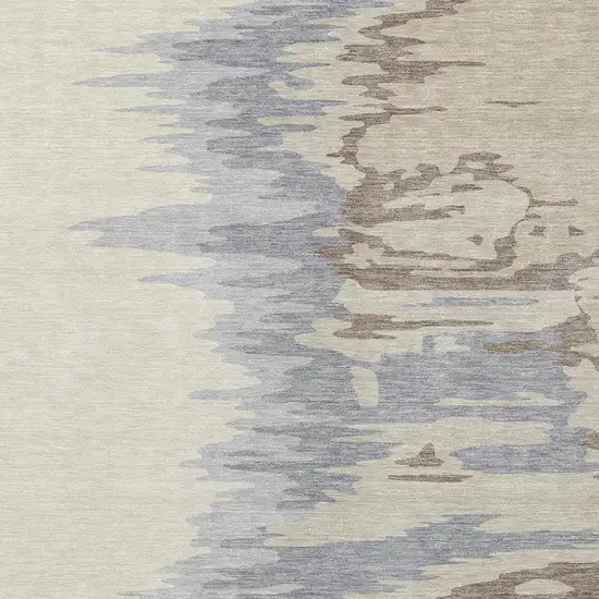 Beige Brown And Gray Abstract Washable Indoor Outdoor Area Rug Photo 5
