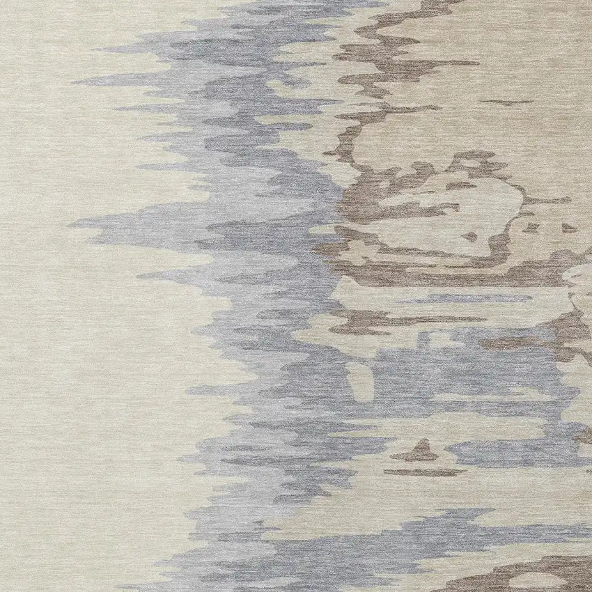 Beige Brown And Gray Abstract Washable Indoor Outdoor Area Rug Photo 5
