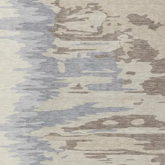 Beige Brown And Gray Abstract Washable Indoor Outdoor Area Rug Photo 5