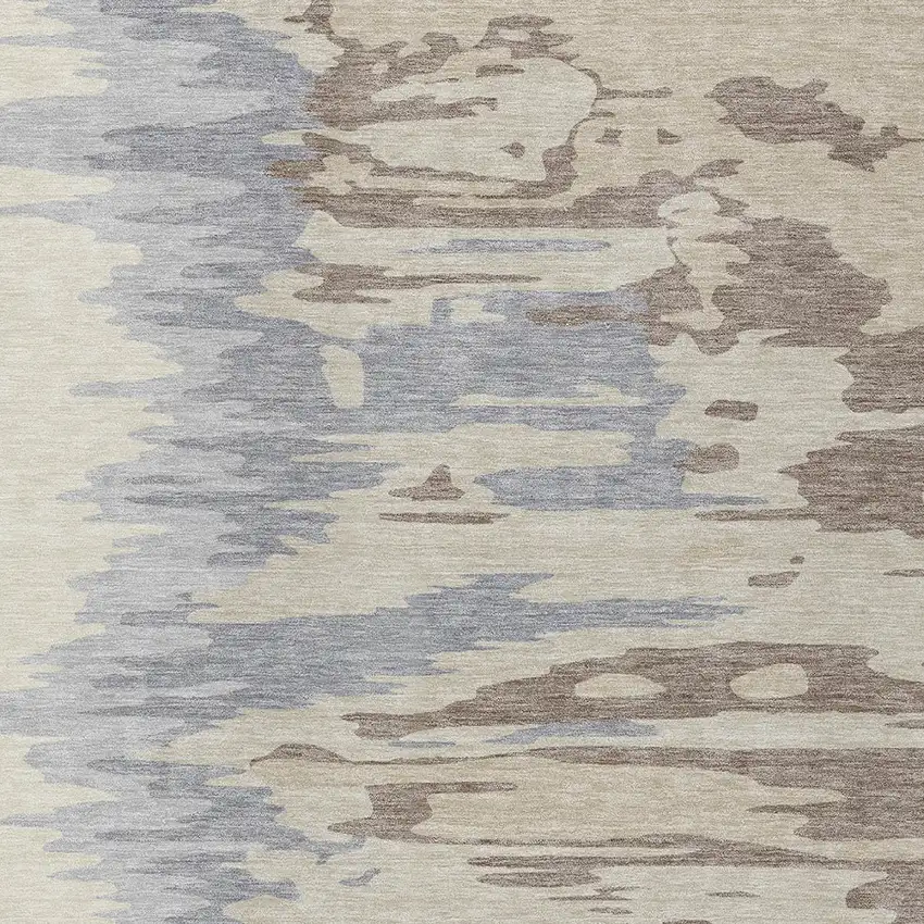 Beige Brown And Gray Abstract Washable Indoor Outdoor Area Rug Photo 5