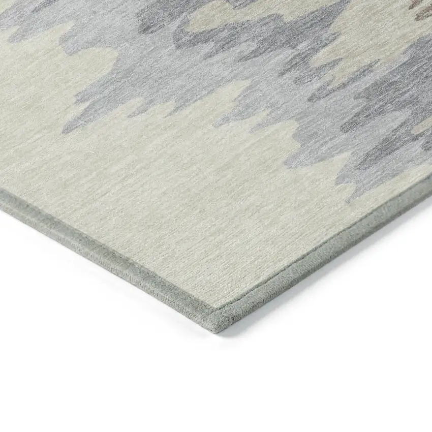 Beige Brown And Gray Abstract Washable Indoor Outdoor Area Rug Photo 4