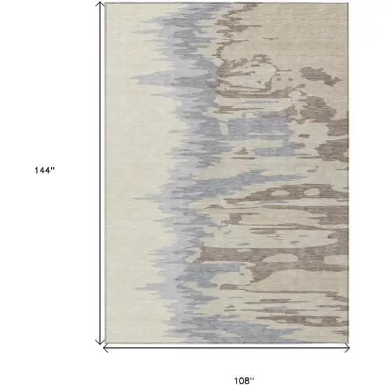 Beige Brown And Gray Abstract Washable Indoor Outdoor Area Rug Photo 7