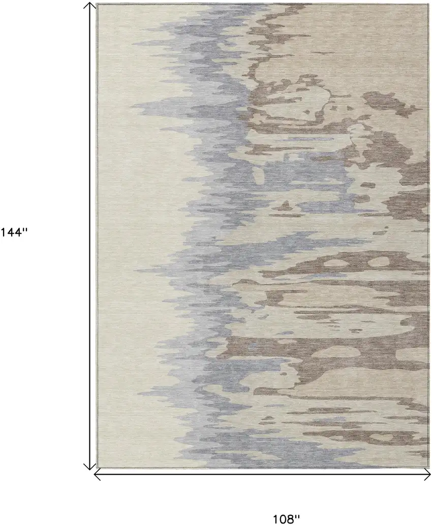 Beige Brown And Gray Abstract Washable Indoor Outdoor Area Rug Photo 7