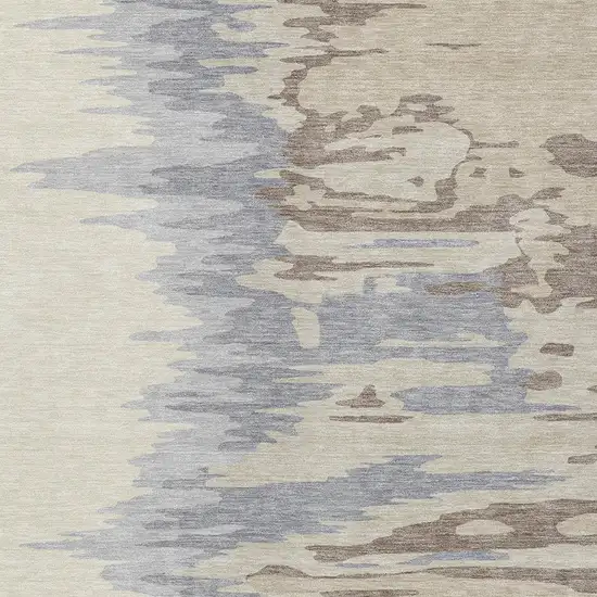 Beige Brown And Gray Abstract Washable Indoor Outdoor Area Rug Photo 5