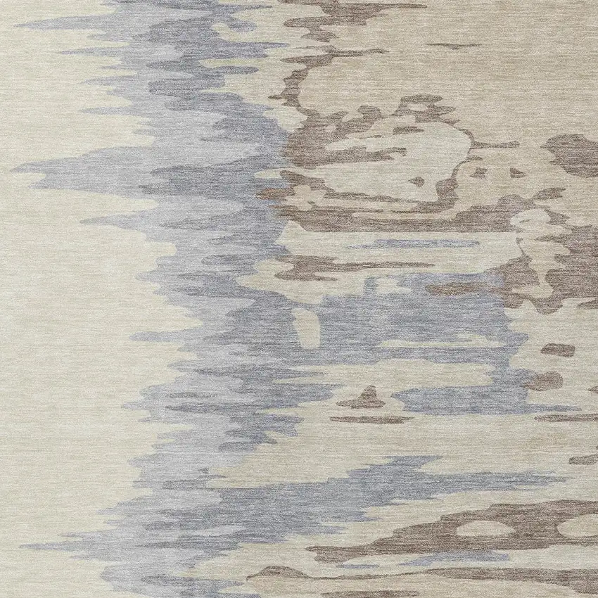 Beige Brown And Gray Abstract Washable Indoor Outdoor Area Rug Photo 5