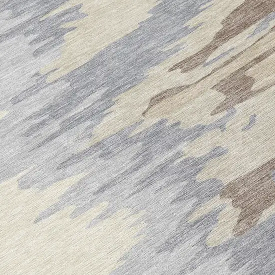 Beige Brown And Gray Abstract Washable Indoor Outdoor Area Rug Photo 8