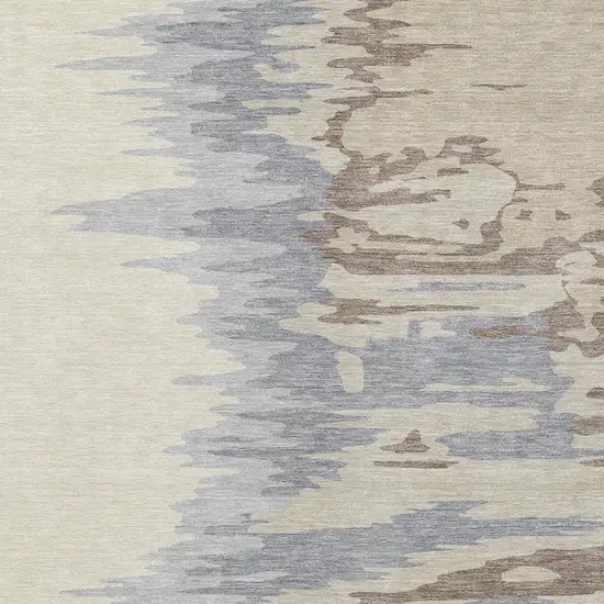 Beige Brown And Gray Abstract Washable Indoor Outdoor Area Rug Photo 5