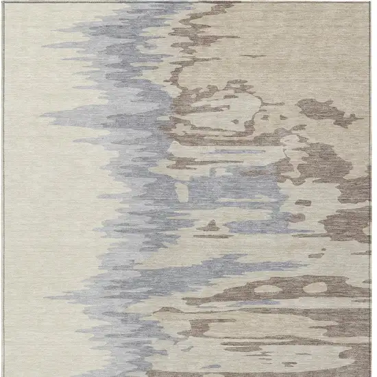 Beige Brown And Gray Abstract Washable Indoor Outdoor Area Rug Photo 6